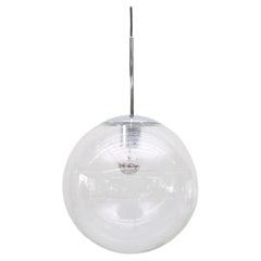 Globo grande de cristal soplado transparente Raak con herrajes cromados y cordón negro