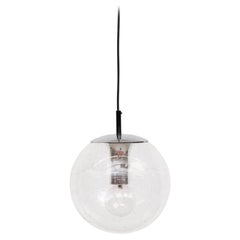 1970's Raak Style Blown Bubble Glass Globe Lamp with Chrome Fixture