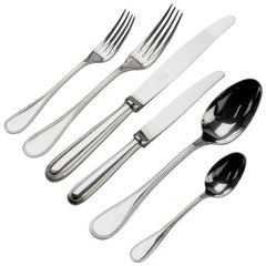 74-Piece Set of Silver-Plated Flatware by Christofle Model 'Perles' for 12