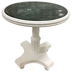 Hollywood Regency Style Faux Bamboo & Marble top Pedestal Table by Mark David