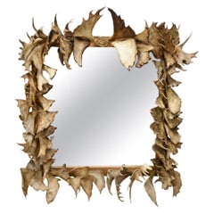 Antique 19th Century Hunting Lodge Antler Framed Mirror