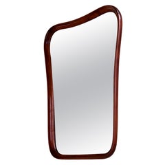 Vintage Sculptural Art Deco Mirror in Mahogany, Sweden, 1940s