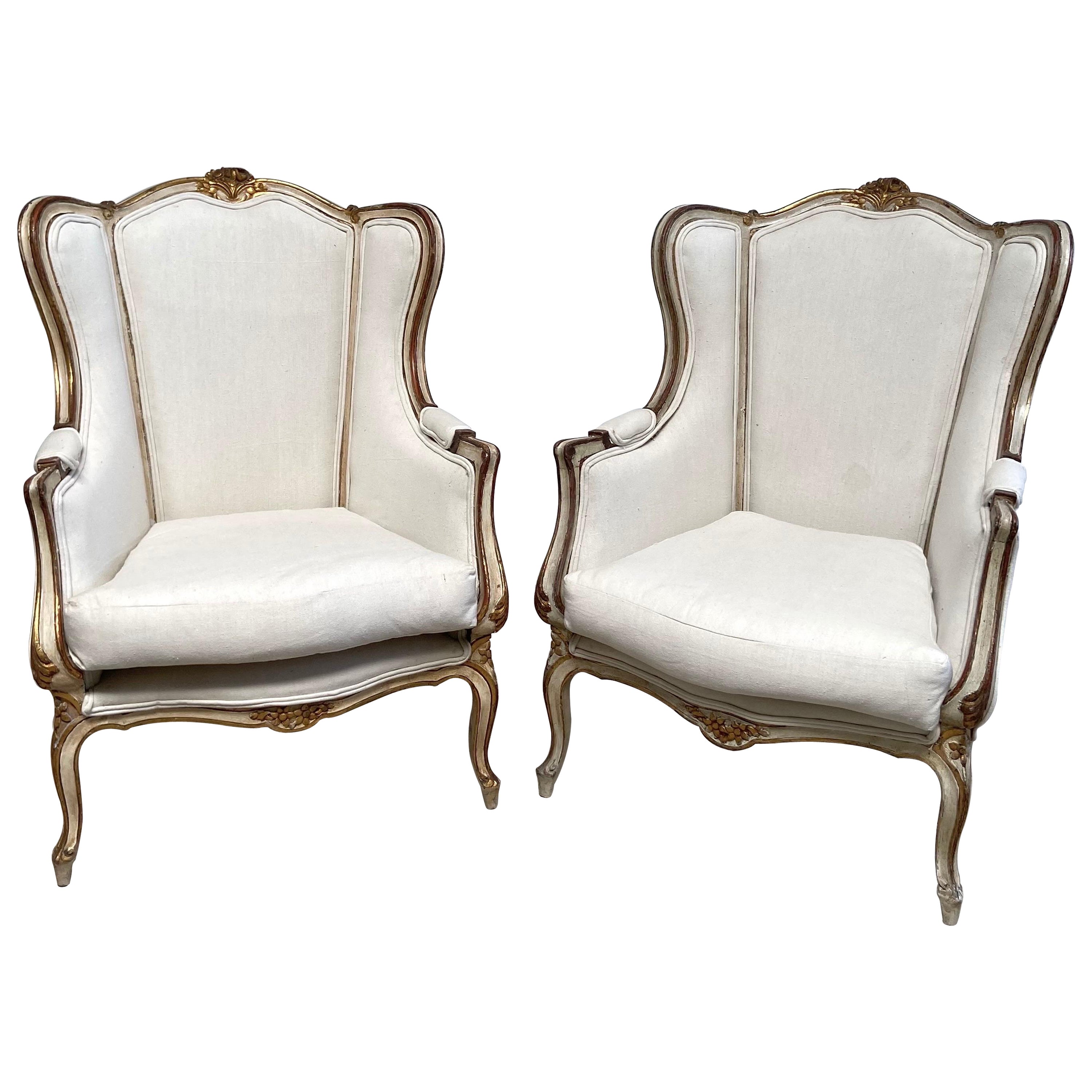 Vintage Wing Back French Style Accent Chair For Sale