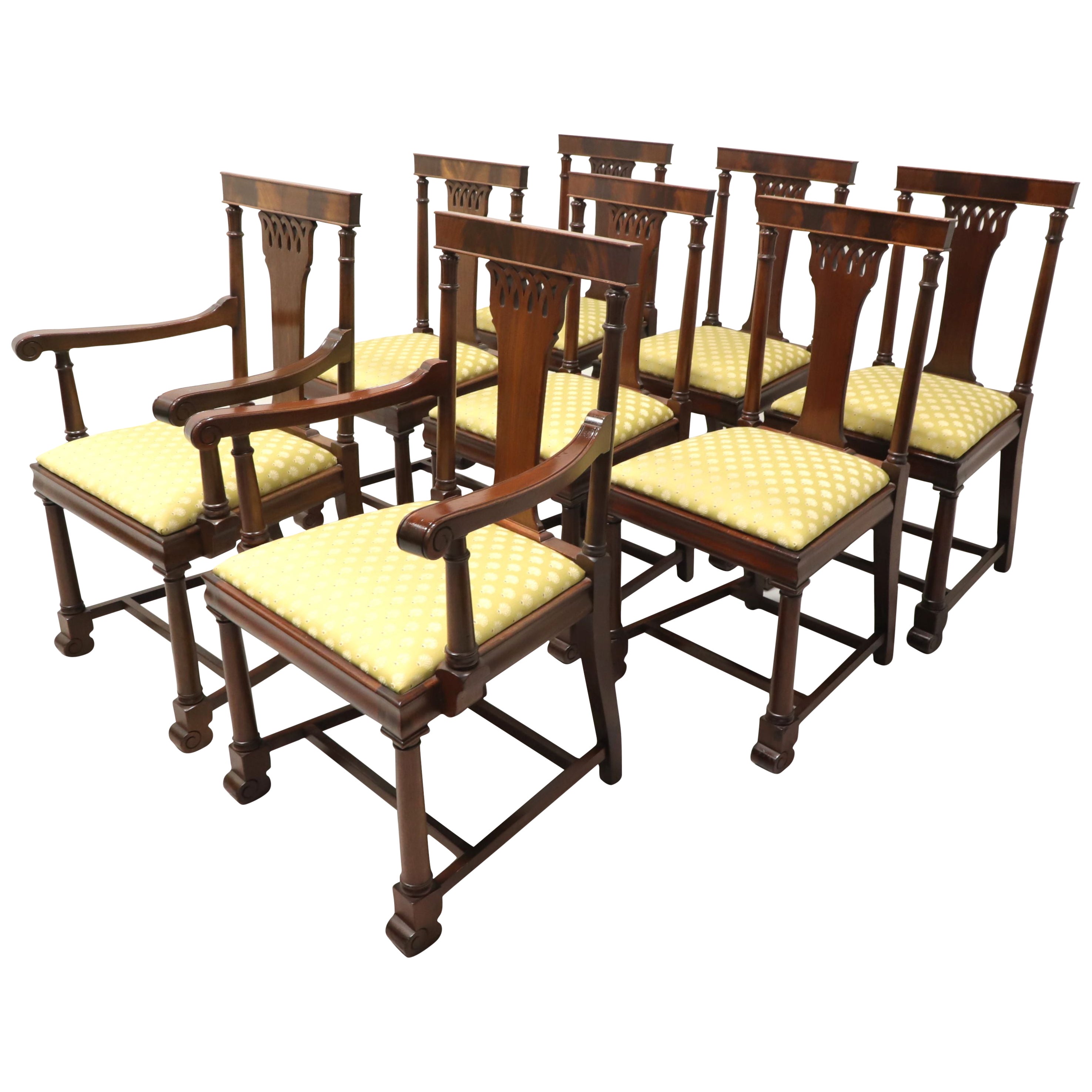 1940s Mahogany Empire Style Dining Chairs - Set of 8