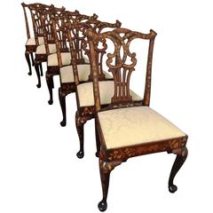 Set of Six 18th Century Dutch Marquetry Chairs