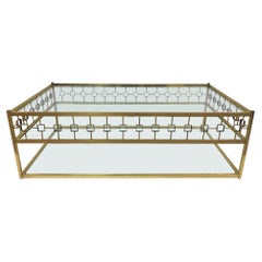 Three-Tier Maison Jansen Style Brass and Glass Coffee Table