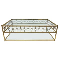 Retro Three-Tier Maison Jansen Style Brass and Glass Coffee Table