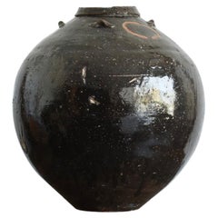Chinese Antique Black Pottery Jar / 1500s / Wabi-Sabi Jar / Beautiful Vase