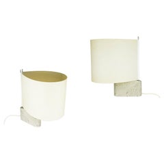 Marble, Metal and Fabric 1970/80s Table or Bedside Lamps by IBIS
