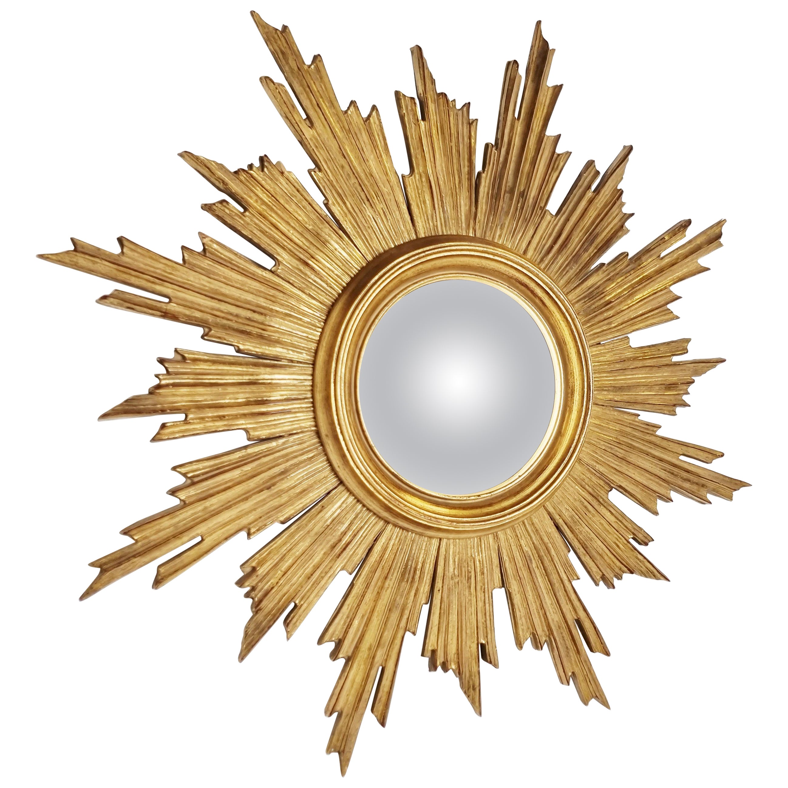 Large Vintage Golden Sunburst Mirror, 1970s