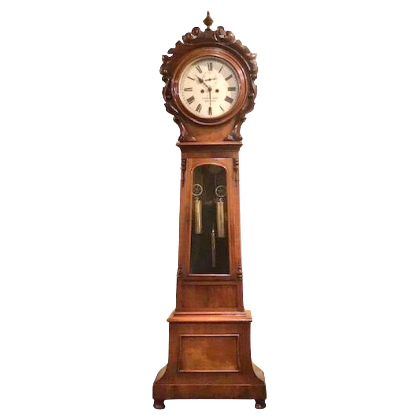 Antique Mahogany Belfast Grandfather Clock by Cahoon Bros