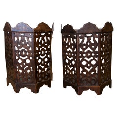 1980s Pair of Hand Carved Wooden Wall Sconces
