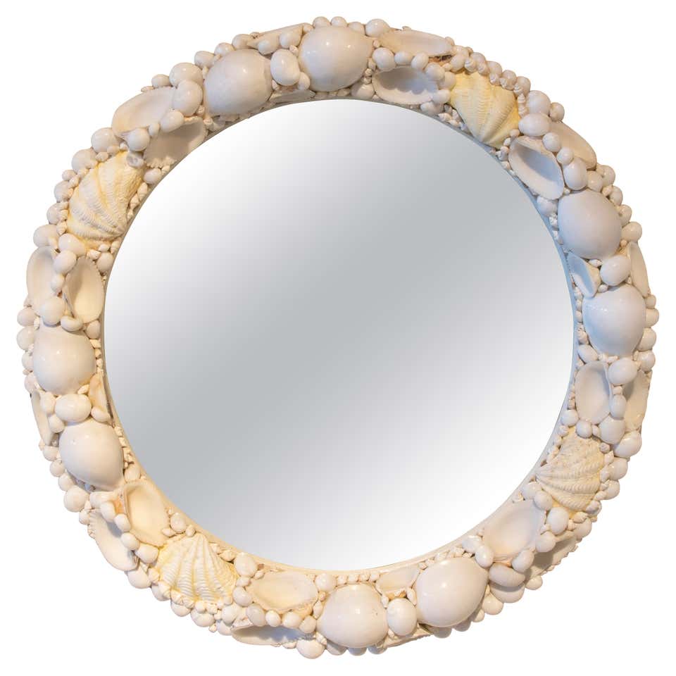 Round Mirror Decorated with Shells at 1stDibs