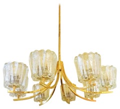 Brass Chandelier with 8 Chrystal Glasses