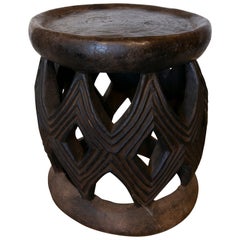 Hand-Carved Wooden African Stool 