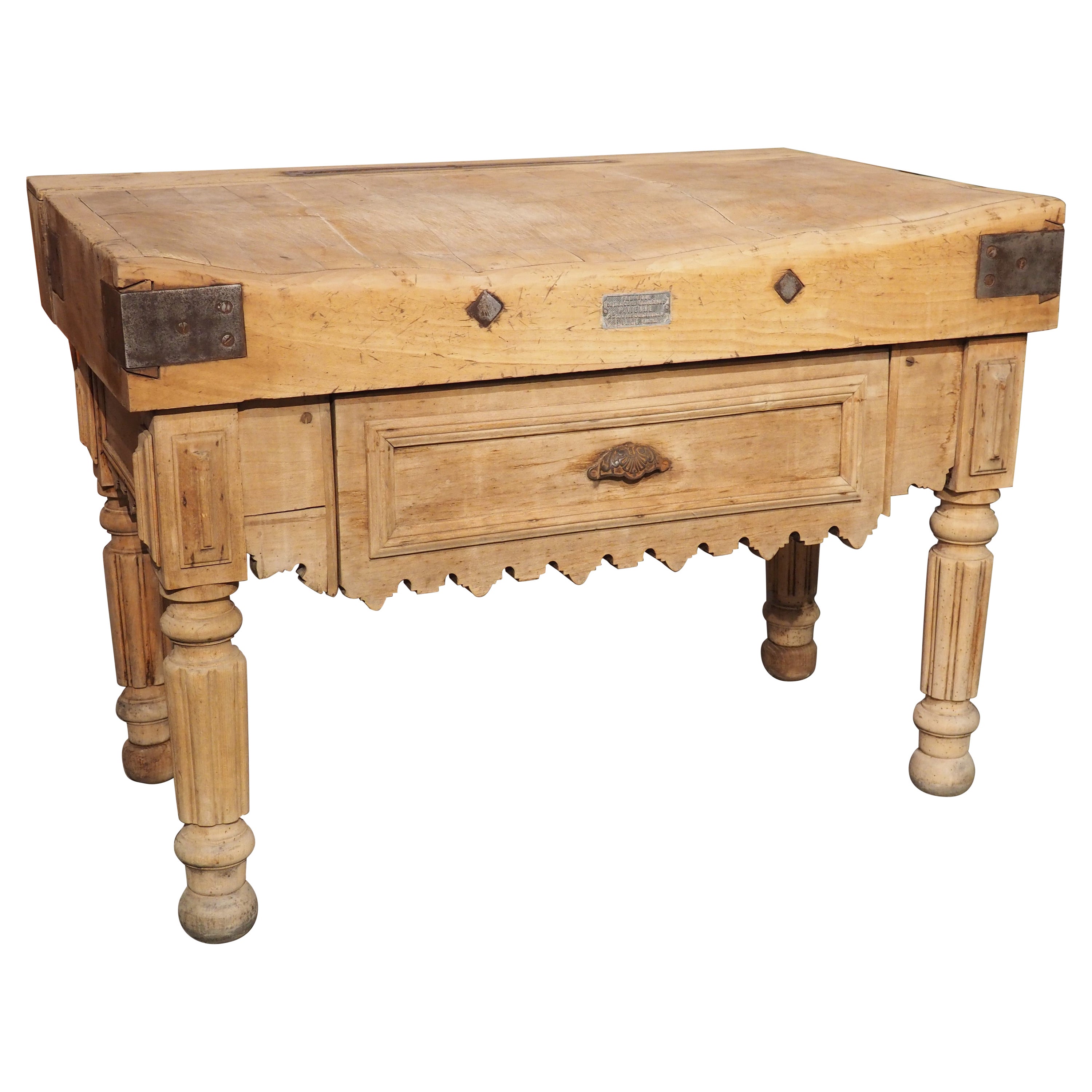 Circa 1880 Butcher Block Table from Lille, France