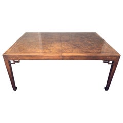 Michael Taylor for Baker Furniture Chinoiserie Burled Walnut Dining Table
