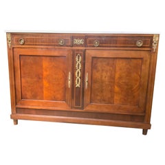 Louis XVI-Style Buffet/Sideboard Mahogany with White Marble Top