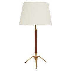 Bronze and Faux Leather Table Lamp by Maison Lunel