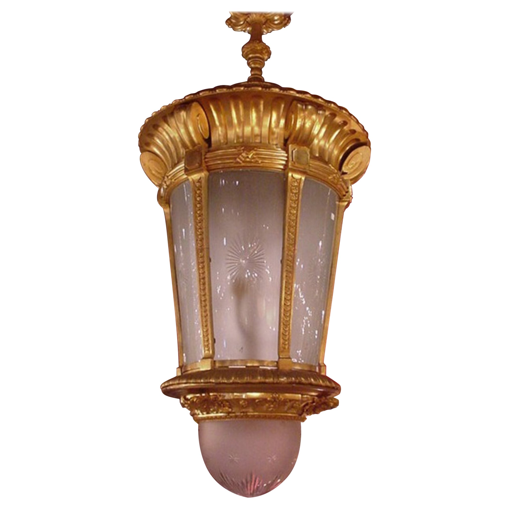 Magnífico Farol de Bronce Dorado