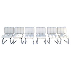 6 Brody Seating Company USA Mid-Century Modern Chrome Cantilever Dining Chairs