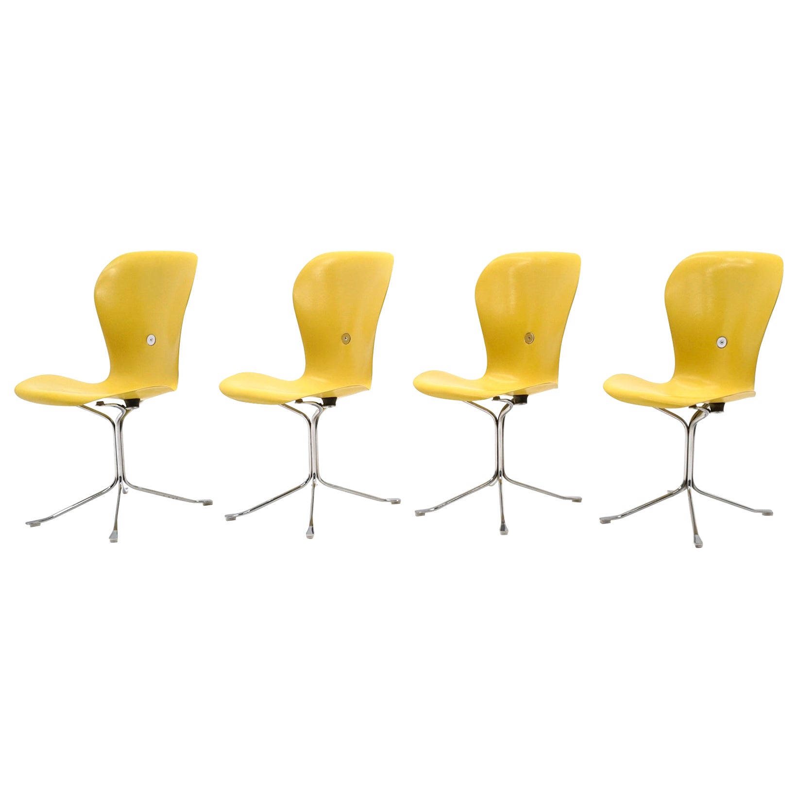Set of Four Yellow Ion Dining Chairs by Gideon Kramer for the Space Needle