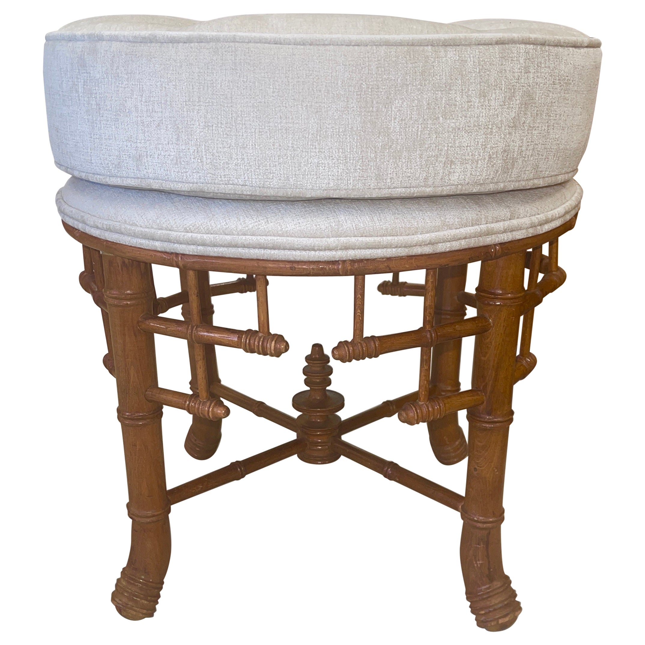 English Chinese Chippendale Faux Bamboo Stool