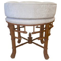 Antique English Chinese Chippendale Faux Bamboo Stool