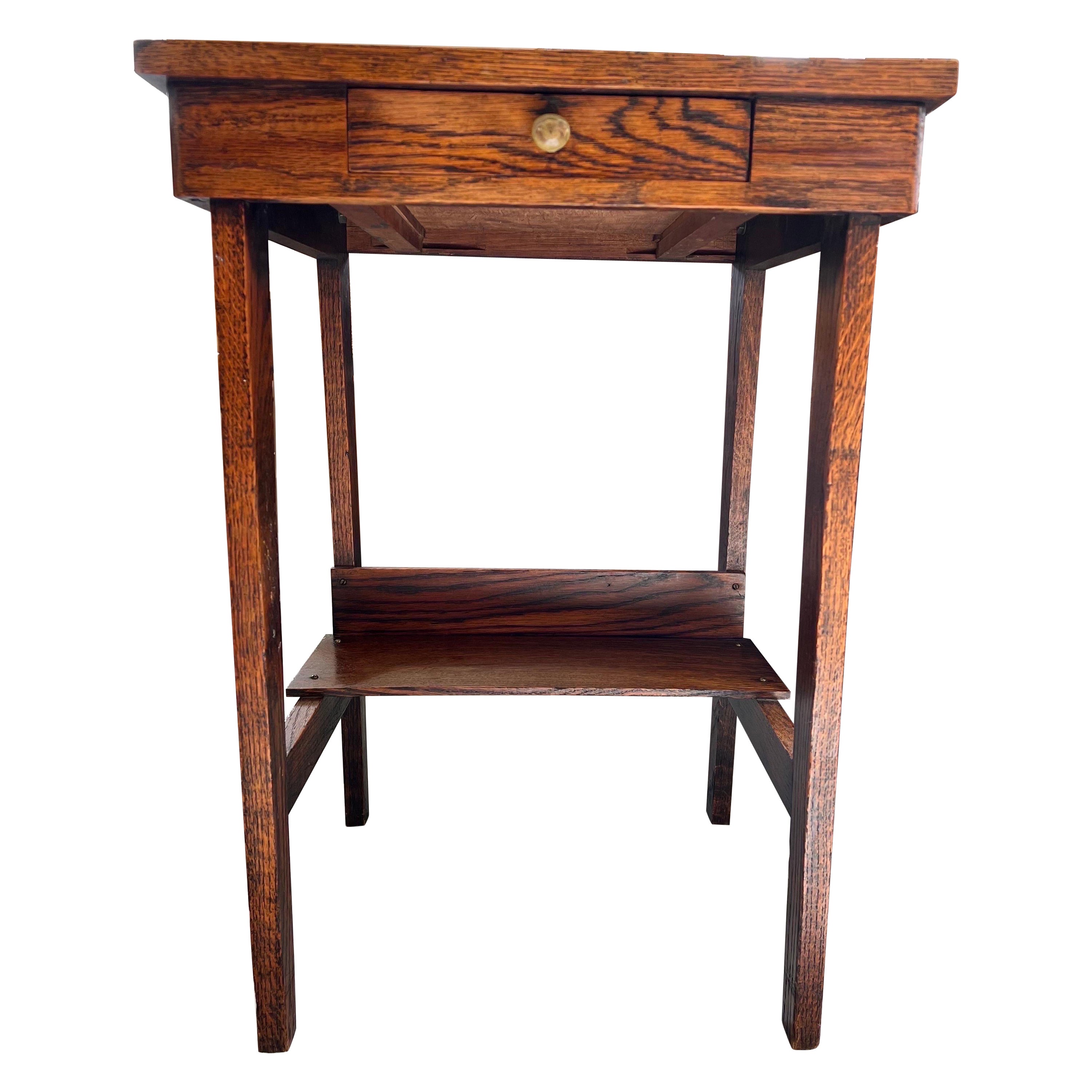 Vintage Oak Mission Side Table or Accessory Stand For Sale