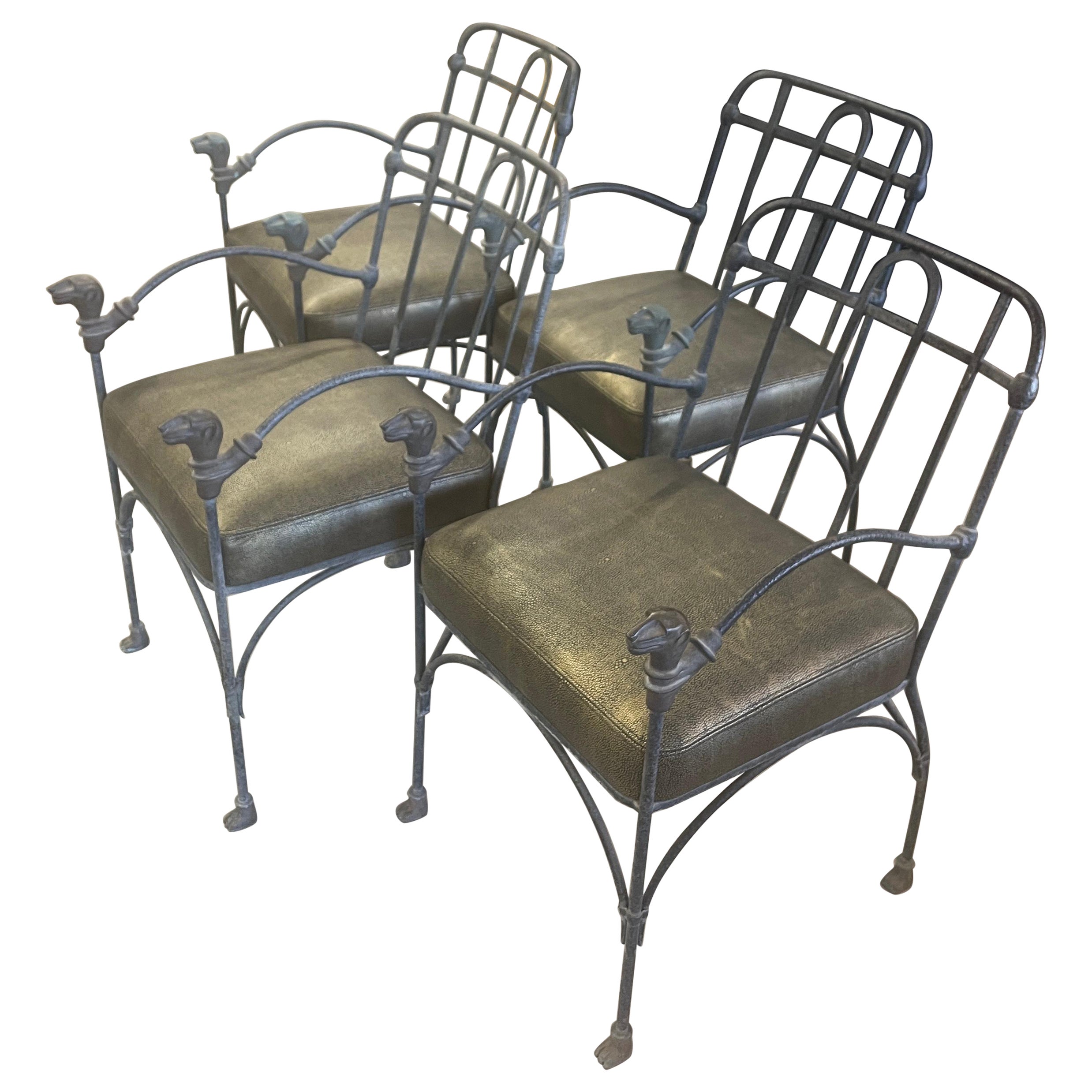 Giacometti Style Lion Head Chairs Set of 4