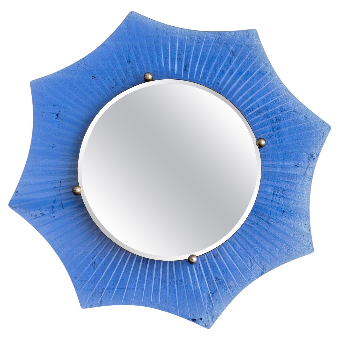 Art Deco Starburst Cobalt Glass Mirror
