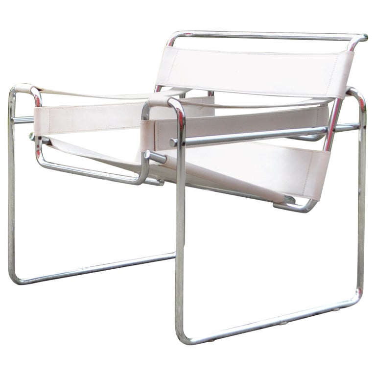 Gavina Wassily Chair B3 Vintage Leather White by Marcel Breuer at 1stDibs |  white wassily chair