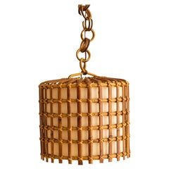 Mid Century Italian Rattan Pendant Lamp