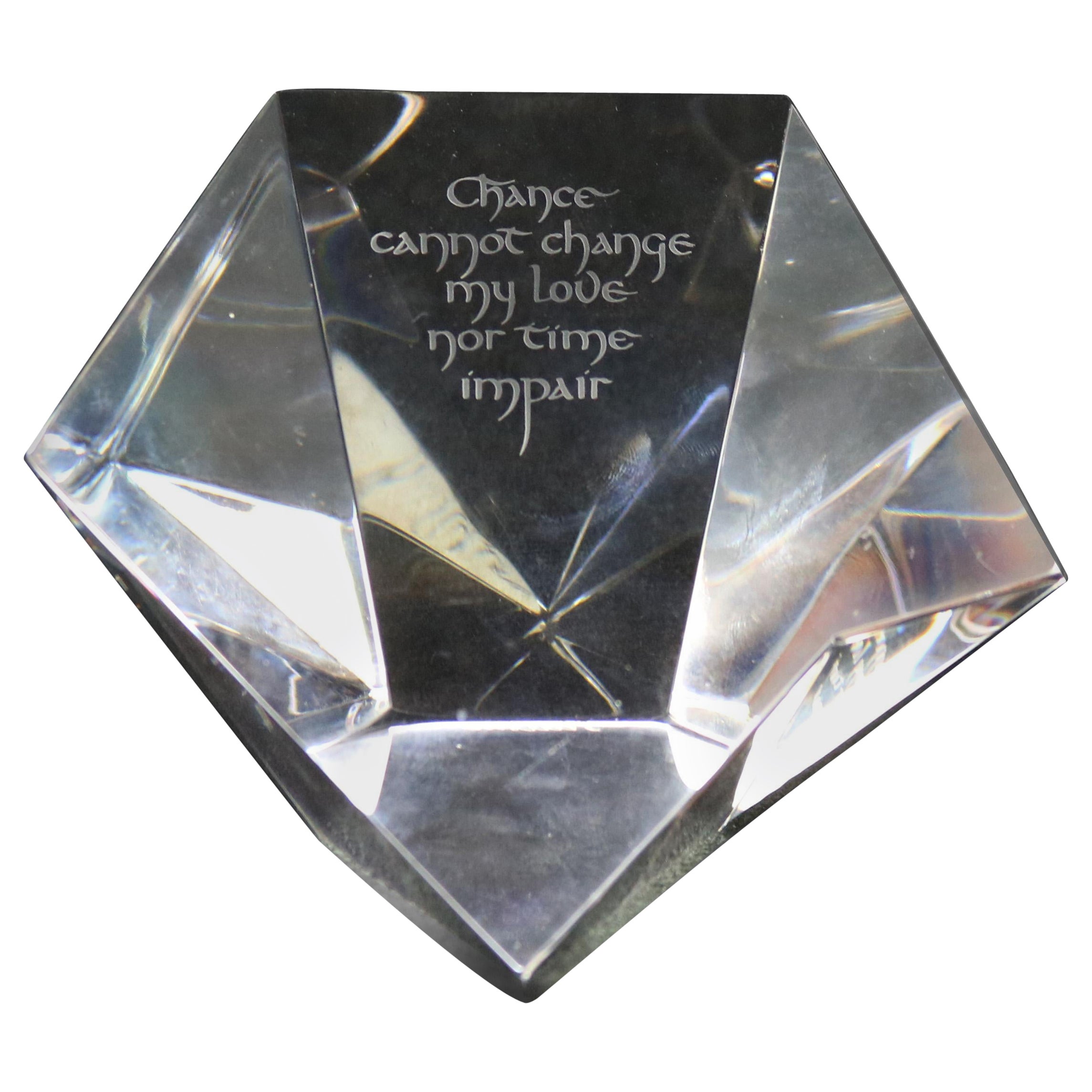 Steuben Glass Diamond Paperweight, Robert Browning Poem, Signed, 20th C For Sale