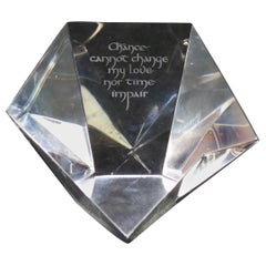 Steuben Glass Diamond Paperweight, Robert Browning Poem, Signed, 20th C
