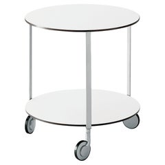 Zanotta Giro' Castor-Mounted Small Table with White Plastic Top by Anna Deplano
