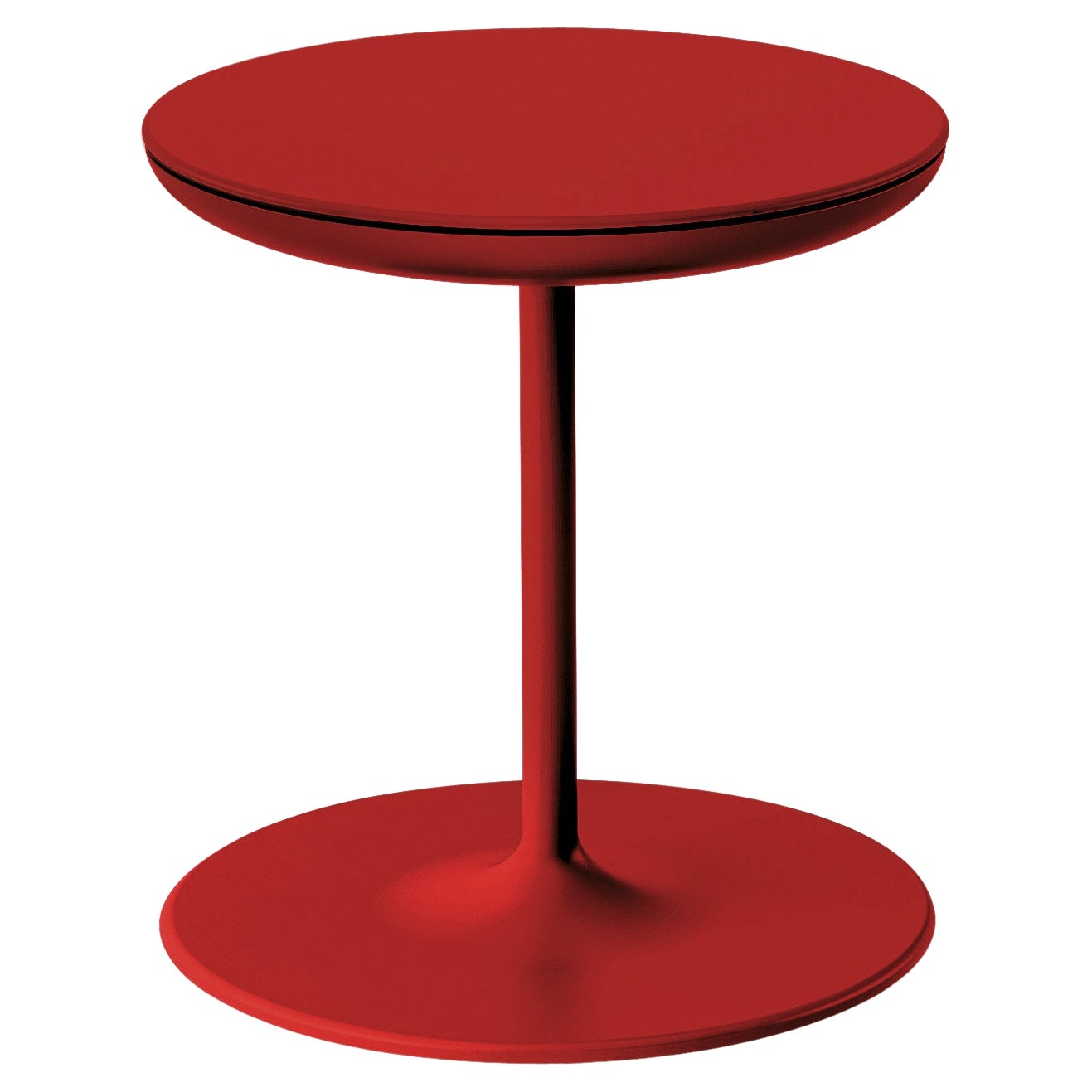 Petite table Zanotta Toi en finition rouge avec plateau en contreplaqué par Salvatore Indriolo