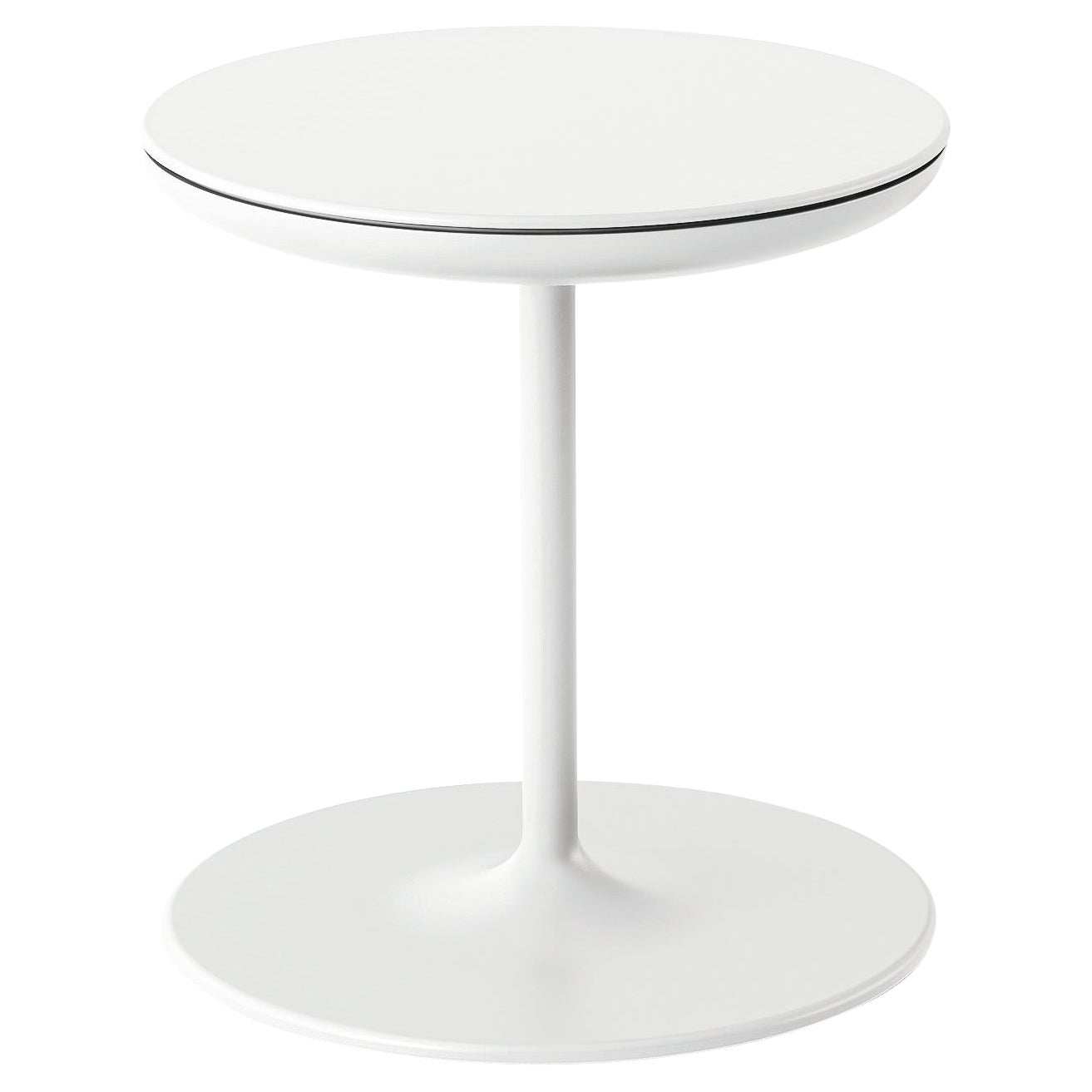 Kleiner Zanotta Toi-Tisch in weißer Ausführung mit Sperrholzplatte von Salvatore Indriolo