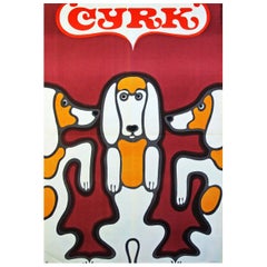 1960s Polish Cyrk Circus Dog Poster Pop Art Illustration