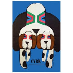 1960s Polish Cyrk Circus Dog Poster Pop Art Illustration