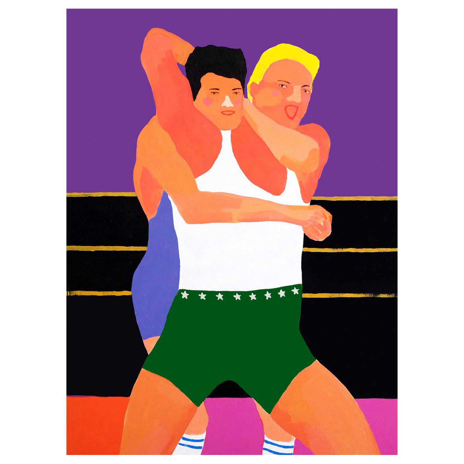 'All Mouth and No Trousers' Portrait Painting by Alan Fears Pop Art Wrestling For Sale