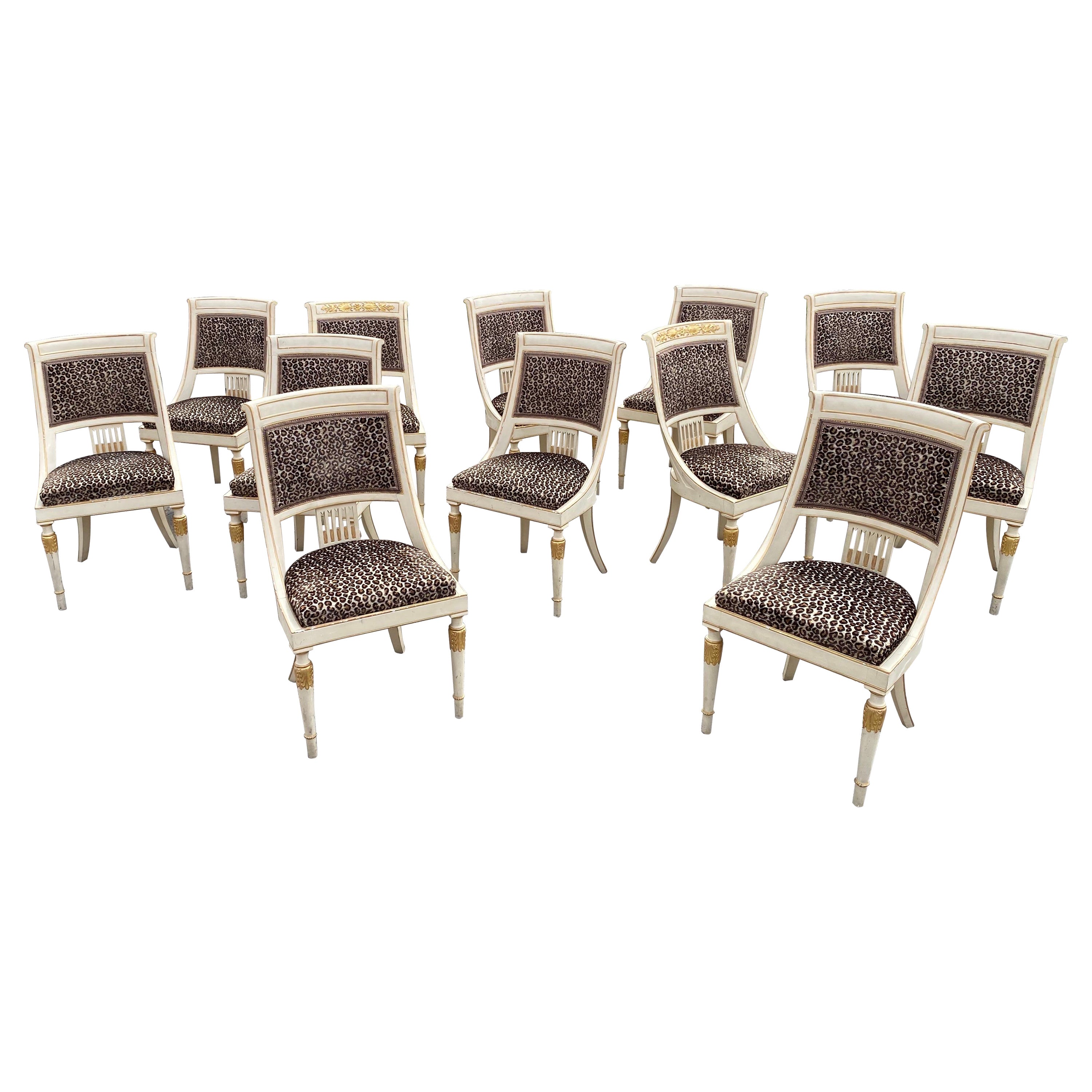 Suite of 12 Empire Style Chairs circa 1970/1980 in the Style of Maison Romeo For Sale
