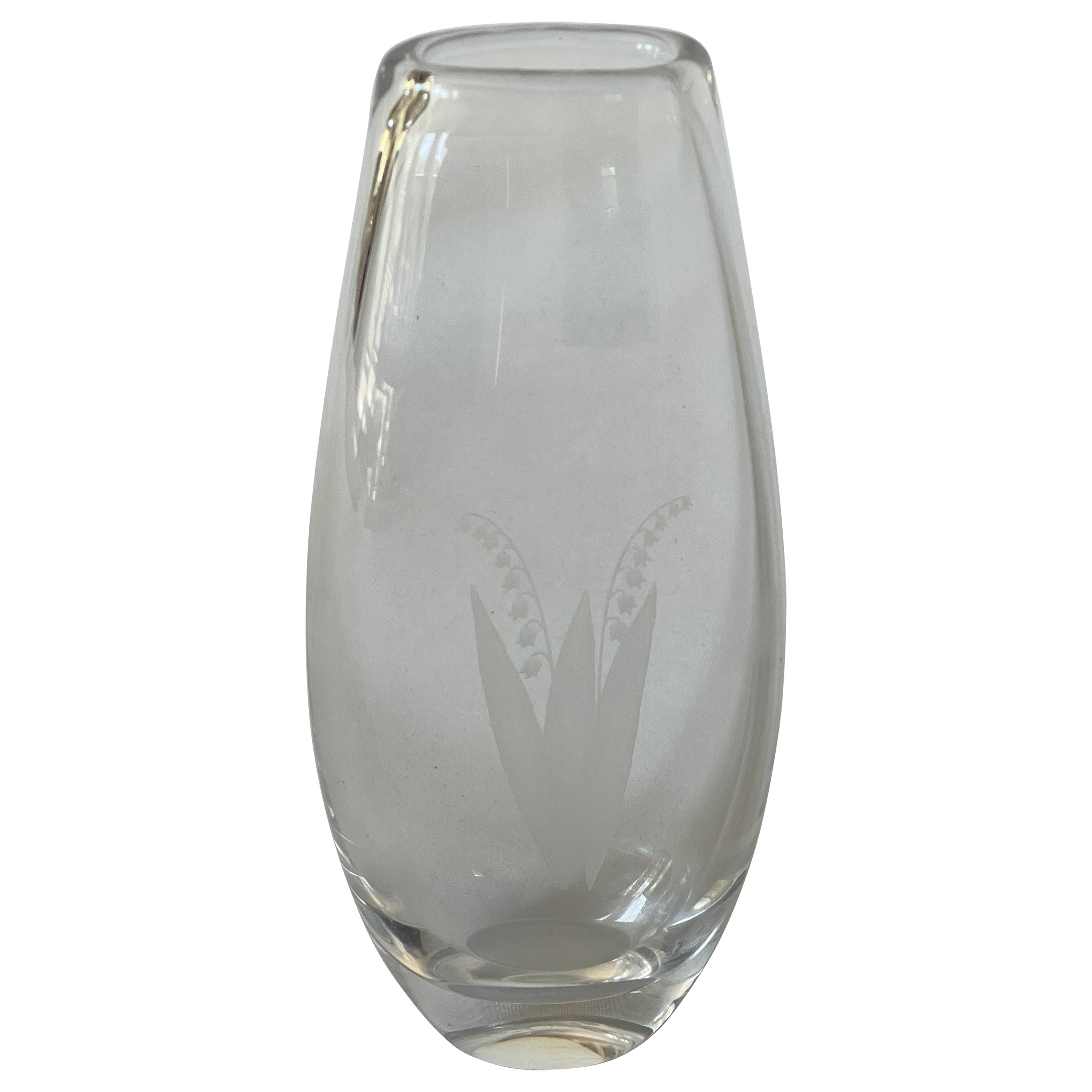 Vaso di mughetto in vetro svedese di Sven Palmqvist per Orrefors in vendita