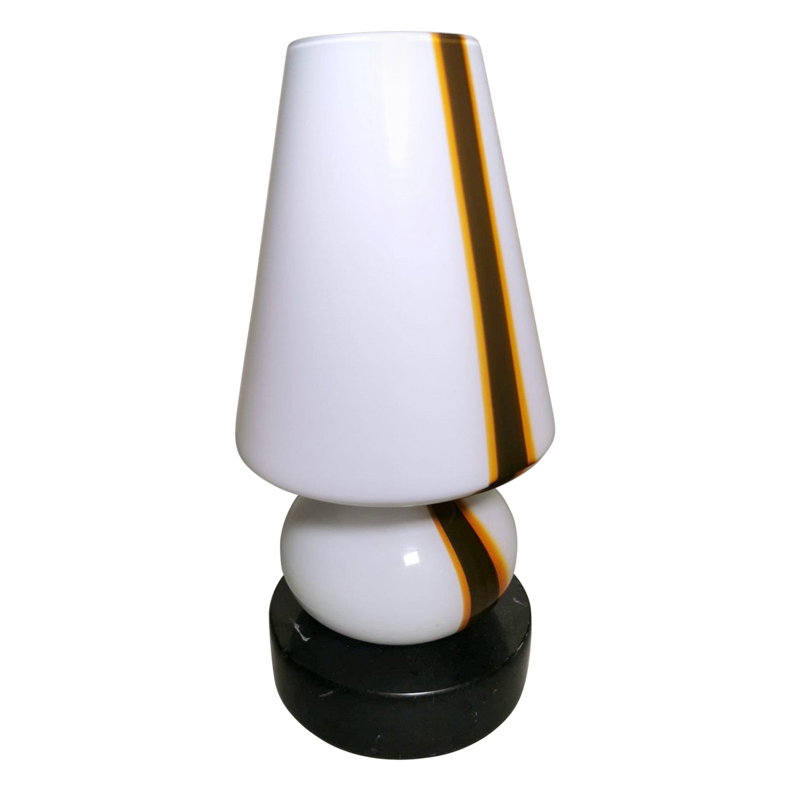Carlo Moretti Style Space Age Lamp from Murano in Opaline Glass and Marble Base For Sale