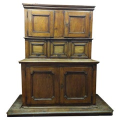 Antique Sacristy Cabinet in Walnut with Base, 18th Century, Italy