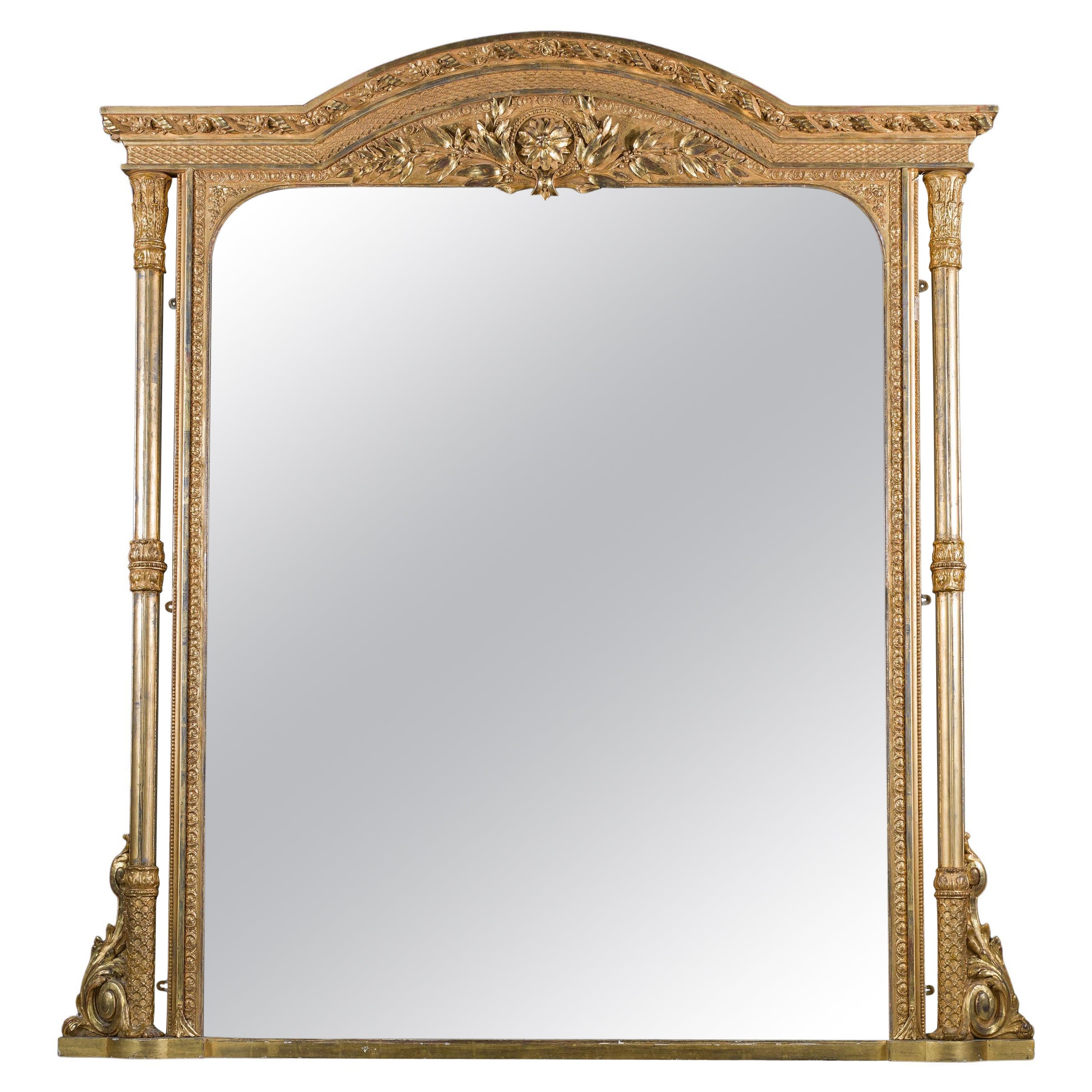 Large Columned Victorian Gilt Mirror