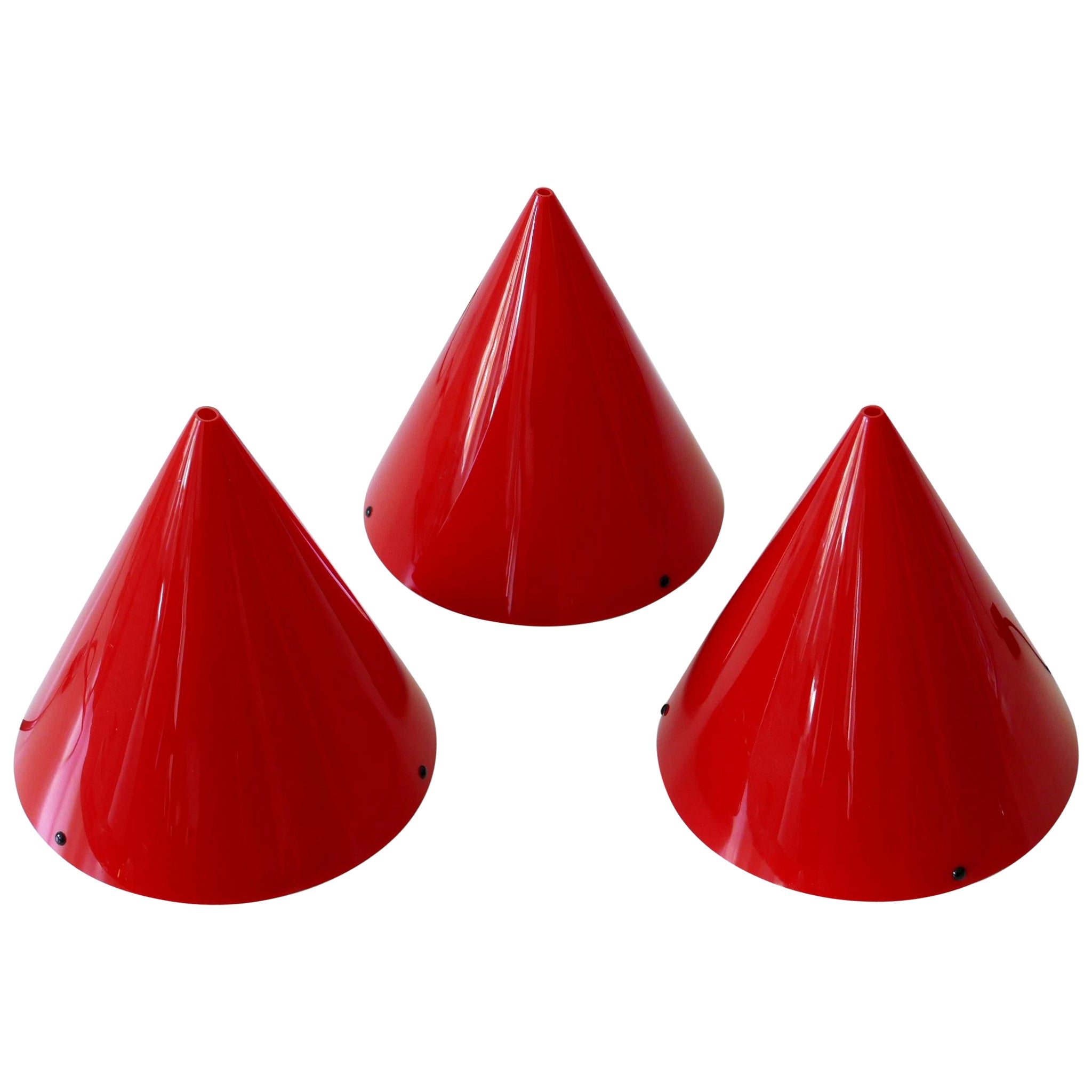 Set di tre lampade da tavolo o applique in acrilico Cono di Verner Panton per Poly Thema