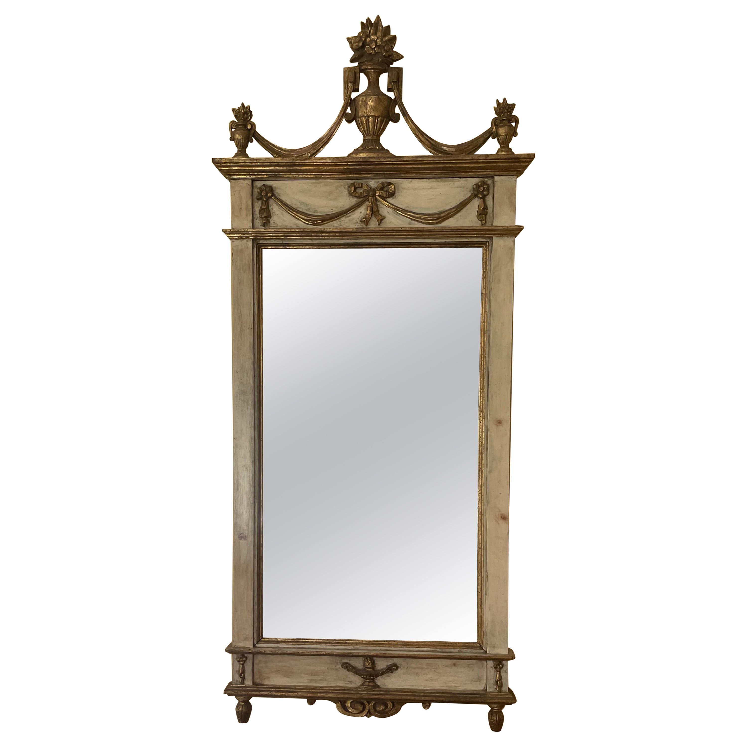 Vintage Italian Painted and Gilt Carved Mirror