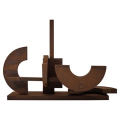 Vintage Large Abstract Geometric Corten Steel Sculpture, 1970s