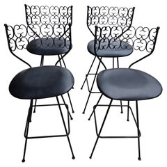 Retro Mid-Century Modern Set of 4 Bar Counter Swiveling Stools by Arthur Umanoff